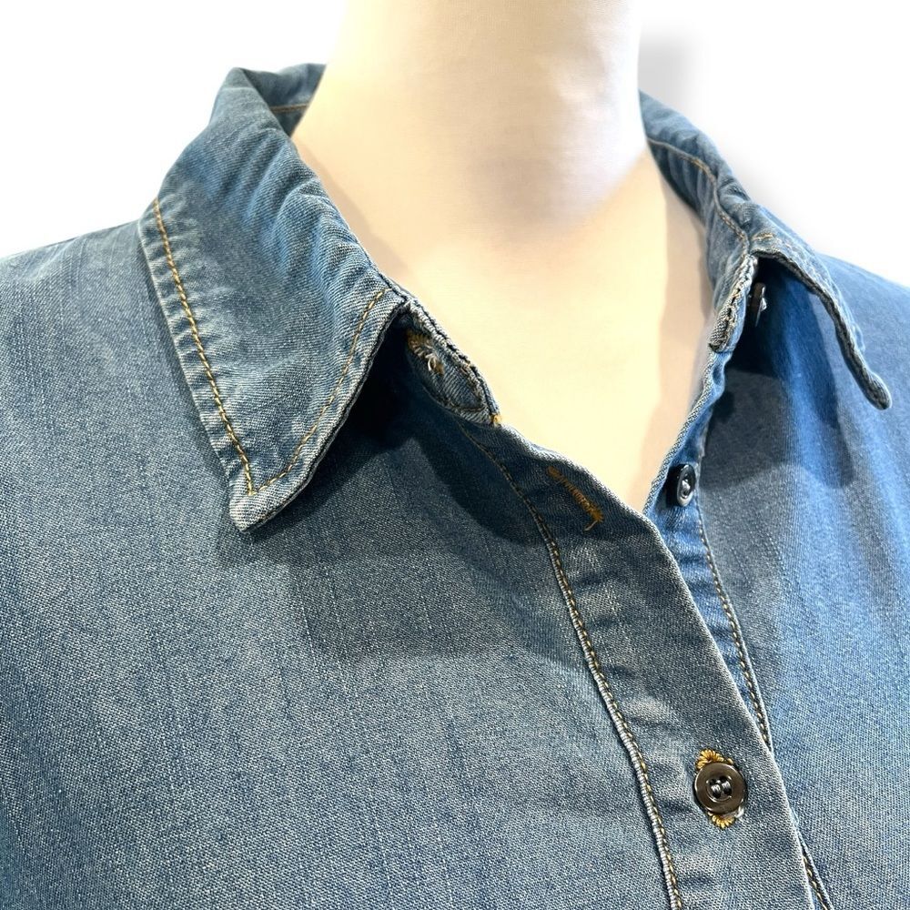 City Chic Ella Denim Shirt Dress Puff Sleeve Button Front Chambray Mini 20 NWT - Picture 9 of 15